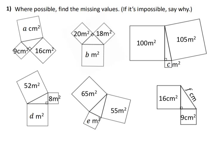 Where possible, find the missing values. (If it's impossible, say why.)